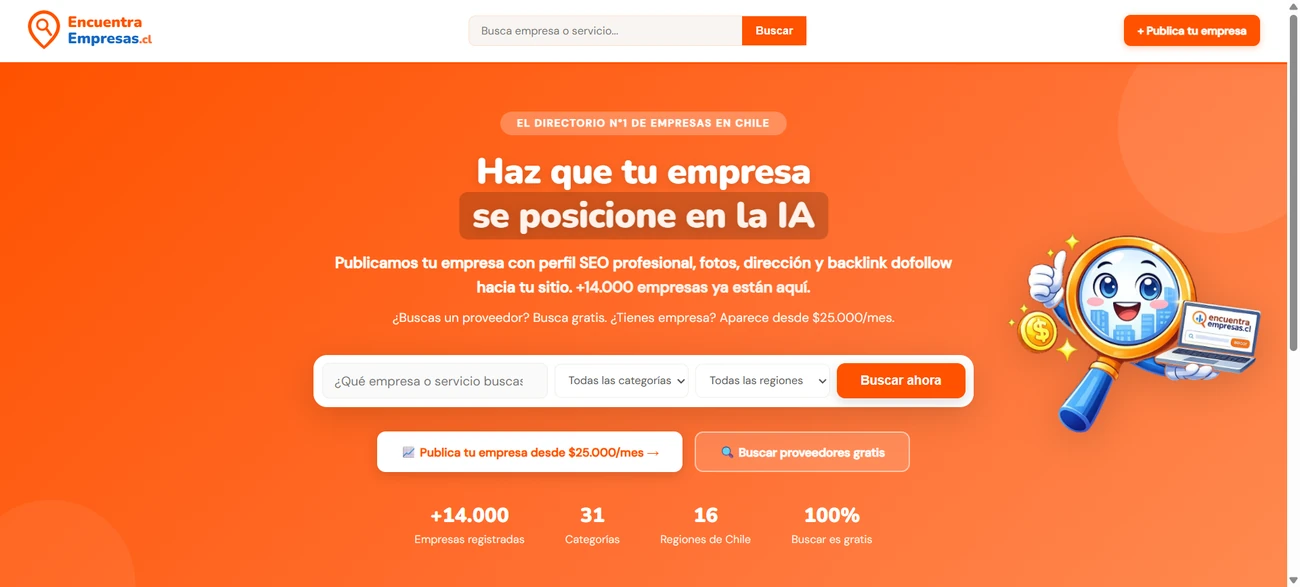 Ejemplo de directorio de empresas B2B en Chile