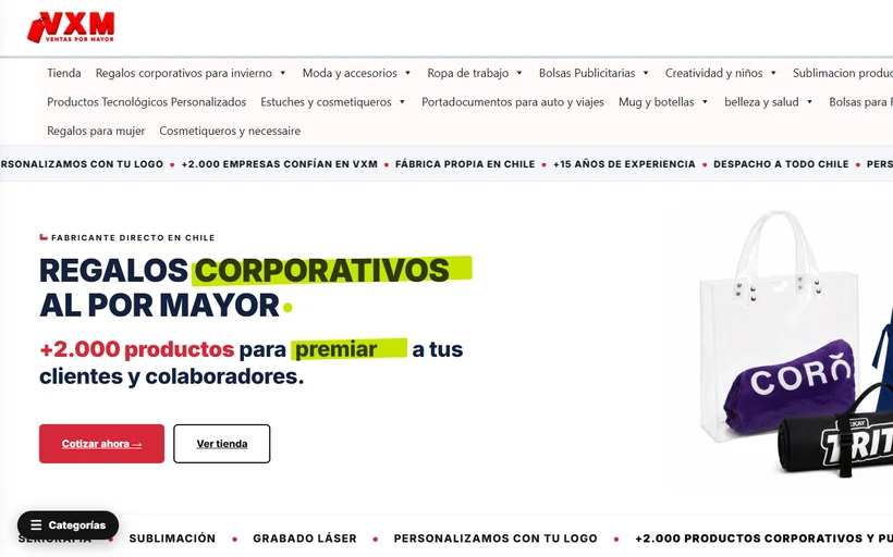 Tienda mayorista de regalos corporativos personalizados con logo en Chile